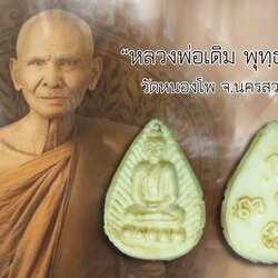 *40326 พระพิมพ์หยดน้ำ หลวงพ่อเดิม วัดหนองโพธิ์ นครสวรรค์ เนื้อพลาสติก (มีบัตรพระตัวอย่างจากสถาบันพระที่เชื่อถือได้) 40