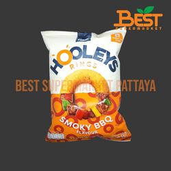 คาลบี้ ฮูลีส์ ขนมข้าวโพดอบกรอบ รสสโมกกี้ บาร์บีคิว 60 กรัม.Corn Snack Smoky BBQ Flavoured (Calbee Hooleys Brand) 60 g.