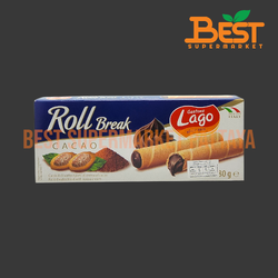 ลาโก้ เวเฟอร์ม้วนสอดไส้ครีมโกโก้ 80 กรัม. Lago Brand Roll Cocoa. 80 g.