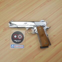 KUZEY M1911 KIMBER ลำกล้อง 5 นิ้ว blank gun สีเงินเงา แบลงค์กัน (แถมกล่องใส่ปืน)