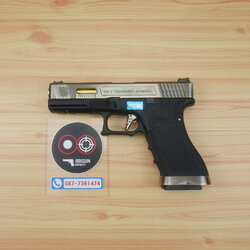บีบีกันอัดแก๊ส WE Glock 17 T3 G-Force สไลด์เงิน ท่อทอง เฟรมดำ BB GUN