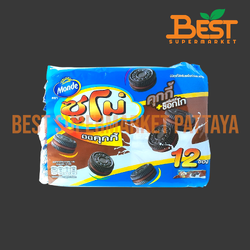 ซูโม่ มินิคุกกี้ไส้ครีม รสช็อกโกแลต 28กรัม. x 12ซอง. Sumo Mini Cookies with Chocolate Flavour Cream 28g. x 12packs.