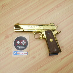แบลงค์กัน KUZEY M1911 Colt MK IV 80 สีทอง ลำกล้อง 5 นิ้ว blank gun ด้ามไม้