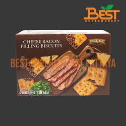 พิคมี บิสกิต สอดไส้รสเบคอนชีส 110 กรัม. Pick-Me Brand.Cheese Bacon Filling Biscuits. 110 g.