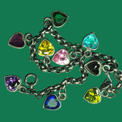 *31228 เครื่องประดับสายสร้อยข้อมือประดับด้วยพลอยรูปหัวใจ ทำด้วยเงิน ความยาวประมาณ 7 นิ้ว 16