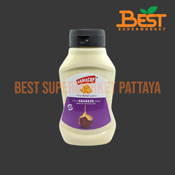 แอสมาคัพ ผลิตภัณฑ์สำหรับราดหน้าขนม กลิ่นช็อกโกแลตขาว 500 กรัม. Squeeze White Chocolate Flavour Sauce. (Asmacup Brand) 500 g.