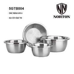 กะละมังสแตนเลส+ที่ล้างผัก