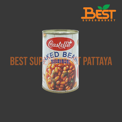 คัสเทลล่า ถั่วขาวในซอสมะเขือเทศปรุงรส 425 กรัม Castella Baked Beans in Tomato Sauce 425 g.