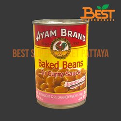 อะยัม ถั่วขาวในซอสแกงกะหรี่ 425 กรัม Ayam Baked Beans in Curry Sauce 425 g.