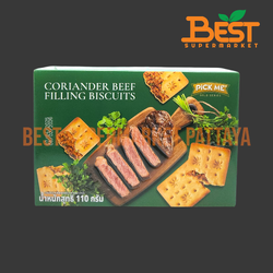พิคมี บิสกิต สอดไส้รสเนื้อ 110 กรัม. Pick-Me Brand.Coriander Beef Filling Biscuits. 110 g.
