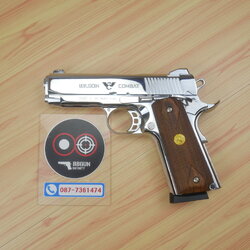 Blank Gun KUZEY M1911 WILSON COMBAT เงินเงา 4 นิ้ว แบลงค์กัน ด้ามไม้