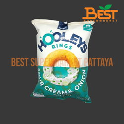 คาลบี้ ฮูลีส์ ขนมข้าวโพดอบกรอบ รสซาวครีมและหัวหอม 60 กรัม.Corn Snack Cream & Onion Flavoured (Calbee Hooleys Brand) 60 g.