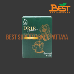 รักบ้านเกิด กาแฟดริบซิกเนเจอร์ เมล็ดกาแฟชนิดคั่วปานกลาง 5 ซอง x 9 กรัม. RakBanKerd. Selected Drip Coffee Signature. Robusta & Arabica Coffee. 5 Pcs x 9 g.