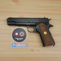 แบลงค์กัน AKSA Colt's Government Model .45 Automatic Caliber 100 Years สีดำ กริปไม้ (2 แม็กกาซีน) BLANK GUN