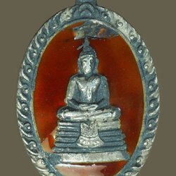 *40343 เหรียญลงยาแดง พระพุทธโสธร วัดขลวารี ปี 2539 ฉะเชิงเทรา เนื้อเงิน 25