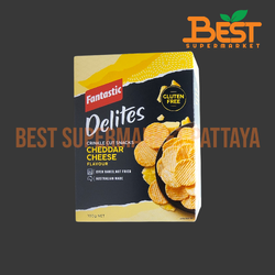 แฟนแทสติก ดีไลท์ส มันฝรั่งแผ่นหยัก รสเชดด้าชีส 100 กรัม.Fantastic Delites Crinkle Cut Snacks Cheddar Cheese Flavour 100g.