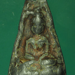 *30357 พระพิมพ์สมาธิ สองหน้า หลวงพ่อดำ วัดกุฏี ปราจีนบุรี เนื้อชินตะกั่ว 13