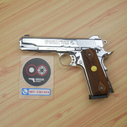 แบลงค์กัน KUZEY M1911 COLT MK IV SR70 สีเงินเงา 5 นิ้ว ด้ามไม้ (แถมกล่องใส่ปืน) blank gun