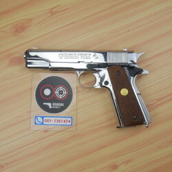 แบลงค์กัน AKSA Colt MK IV/SERIES ' 70 1911 สีเงินเงา กริปไม้ (2 แม็กกาซีน) BLANK GUN