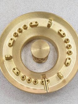 ฝาเฝืองทองเหลืองแท้ 100% วงนอก+วงใน RINNAI หัวเตา รุ่น RY-9001, 9002,RT-881GX,882GX