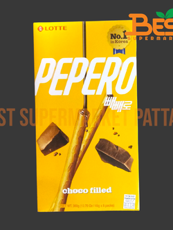 ล็อตเต้ บิสกิตแท่งสอดไส้รสช็อกโกแลต 45กรัม. x 8แพ็ค.Lotte Brand.Choco Filled Pepero 45g. x 8packs