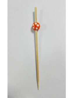 WCP110 ไม้จิ้มค็อกเทลหรือไม้บาร์บีคิวสีส้มจุดขาวแบบกลม