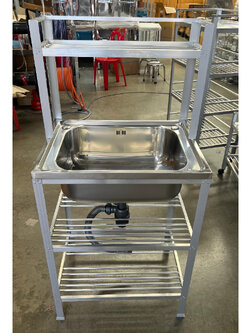 อ่างล้างจาน ซิ้งล้างจาน หลุมสแตนเลส ขนาดใหญ่ 1 หลุม 3 ชั้น ที่เสียบจาน 2 ชั้น ต่อบน 41x50x126 ซม. (รุ่น 613+บน)