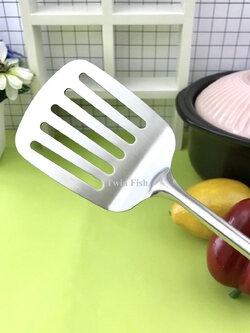 SL-784 ตะหลิวแบบมีร่องด้ามสเตนเลส+ไม้ สเตนเลสเกรด 304