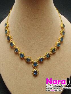 สร้อยคอไพลินแท้ ไพลินสยาม ลวดลายงานสวยละเอียด งานเก่า พร้อมใบเซอร์จากสถาบันอัญมณีฯ