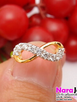 แหวนเพชรแท้ รูปอินฟินิตี้ ประดับเพชรแท้ 0.36 กะรัต หน้ากว้างใส่สวยเต็มนิ้ว