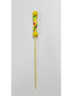 WCP50 ไม้จิ้มค็อกเทลหรือไม้บาร์บีคิวสีเหลืองแบบถัก 10ซม.