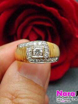 แหวนเพชรชาย เพชรแท้เม็ดกลาง 16 ตัง ล้อมเพชรแท้ 26 ตัง