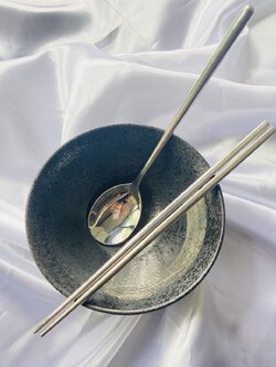 (2คู่ /ชุด) รับประกันปลอดสนิม ช้อนเกาหลี และตะเกียบ รหัส CP&KS