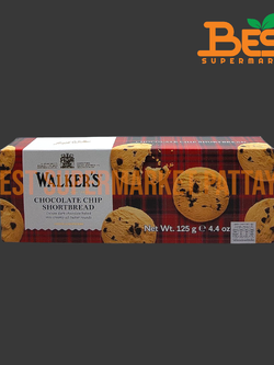 วอคเกอร์ส บัตเตอร์ ช็อกโกแลตชิพ ช็อร์ตเบรด 125 กรัม Walkers Pure Butter Chocolate Chip Shortbread 125 g.
