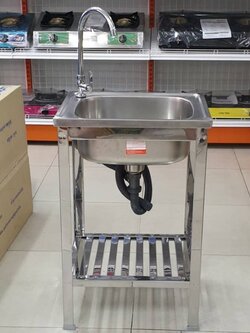 💎 Daimon ตราเพชร ซิงค์ล้างจาน พร้อมก๊อกน้ำ อ่างเดี่ยวสแตนเลสทั้งตัว ขนาด 50x45x78 ซม.