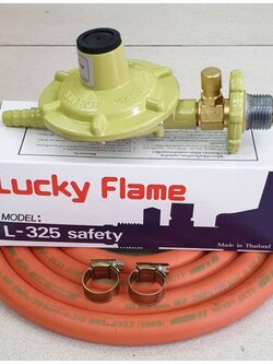 ชุดหัวปรับแรงดันต่ำ LUCKY FLAME เซฟตี้ L-325S พร้อมสายแก๊ส NCR คุณภาพสูง มาตรฐาน มอก. ขนาด 2 เมตร ตัวรัด 2 ตัว