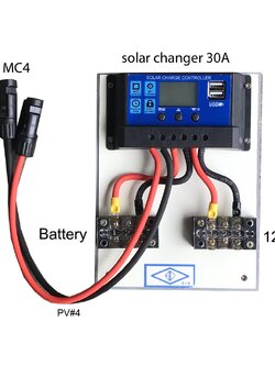 ชุดนอนนา กล่องควบคุมไฟ ชุดควบคุม โซล่าร์เซลล์ ชาร์จเจอร์ 30A สำเร็จ พร้อมสาย PV#4 และ เทอร์มินอล พร้อมใช้งาน