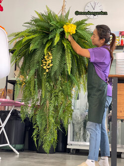 ต้นเฟิร์นปลอมแบบแขวน กระเช้าเฟิร์นปลอมเสมือนจริง งานเกรดพรีเมี่ยม