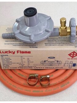 ชุดหัวปรับแรงดันต่ำ ลัคกี้เฟลม เซฟตี้ LS-325S เกลียวทองเหลืองแท้ พร้อมสาย NCR คุณภาพสูง มาตรฐาน มอก. 2 ม. ตัวรัด 2 ตัว