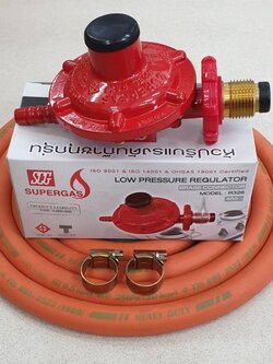 SCG หัวปรับแรงดันต่ำ เกลียวทองเหลือง รุ่น R326 พร้อมสายแก๊ส NCR คุณภาพสูง 2 เมตร มาตรฐาน มอก. ตัวรัด 2 ตัว