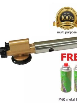 หัวพ่นไฟ หัวพ่นไฟทำอาหาร หัวแก๊ส หัวเป่าไฟฟู่ Space atom Multi Purpose Torch M60 พร้อมเเก็สกระป๋อง 2 กระป๋อง