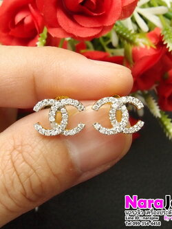 ต่างหูเพชรแท้ CC ประดับเพชรแท้รวม 0.52 ct. น้ำขาวใสกริ๊ป 97 VS