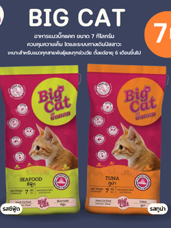 [7 kg.] อาหารแมว บิ๊กแคท (Big Cat) ขนาด 7 กิโลกรัม อาหารแมวแบบแห้ง ชนิดเม็ด