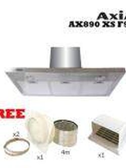 Axia เครื่องดูดควัน รุ่น AX890 XS F90 พร้อม ท่อ ดูดลมยาว 4 เมตร พร้อม เข็มขัดรัด สเตนเลส และ ข้อติดท่อลมออก 6“ และ หน้ากาก ติดภายนอก