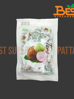 มายชูวี่ ลูกอมเคี้ยวหนึบกลิ่นเผือก 67 กรัม.My Chewy Brand My Chewy Milk Candy Taro Flavour 67 g.