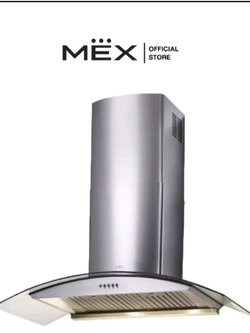 เครื่องดูดควันทรงกระจกโค้ง สเตนเลสสตีลมาพร้อม HONEY COMB BAFFLE FILTER 3 ชั้น MEX รุ่น KV7118BFX90
