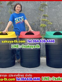 ถังขยะพฤกษา ตัวถังสีดำ มีล้อลาก 120 ลิตร