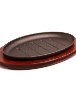 HP-9 จานร้อนแบบวงรี พร้อมถาดไม้ ขนาด 27 ซม.