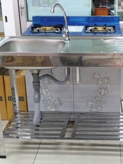 Dyna Home ฟรี ก๊อกน้ำ ซิ้งค์ล้างจาน รุ่น FS-9643-JT อ่างล้างจาน ขนาด 96x43x85 ซม. สแตนเลสทั้งตัว