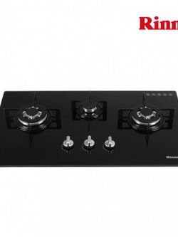 เตาฝัง 3 หัวเตา หน้ากระจกนิรภัย RINNAI รุ่น RB-713N-GB - สีดำ